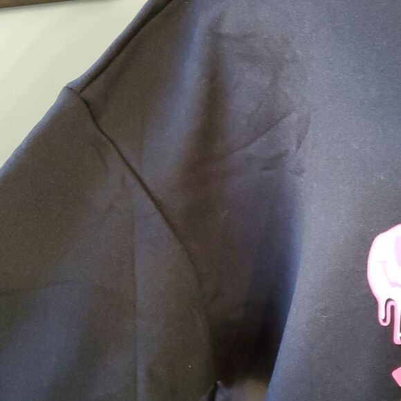 NWOT, EMOJ BLACK SWEATSHIRTS 2. Size large no makers tag. Pink smileys. - Picture 3 of 7